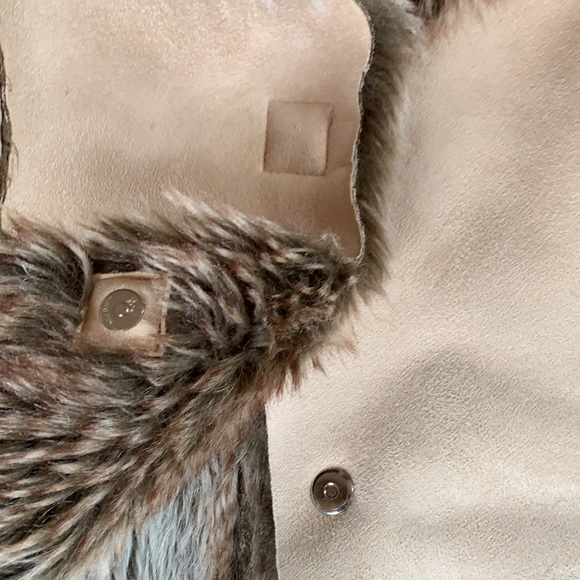 Faux Fur Lined/Suede Ivory Coat - Picture 6 of 8